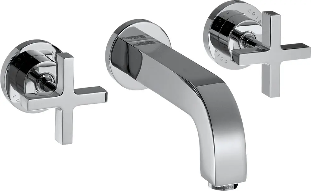 hansgrohe AXOR Citterio mitigeur lavabo 3 trous encastré, bec 162mm, poignées transversales, rosettes pour montage mural
