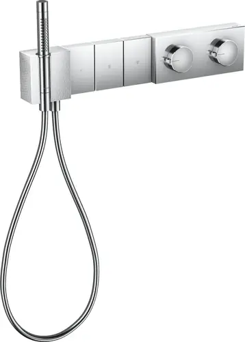 Module de thermostat AXOR Edge de la taille d‘une main Sélectionnez 540/100 dissimulé pour 3 consommateurs, taillé en diamant