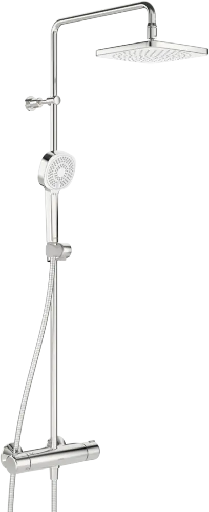 HANSA HANSAMICRA Style Système de douche, douche de tête 200x200mm, carrée, 3 jets, saillie 445-470mm, chromé