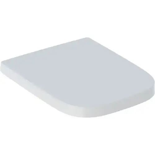 Siège de WC Geberit Renova Nr.1 Plan 500692011, design carré, abaissement automatique, charnières Quick-Release, fixation par le haut, charnières en laiton chromé