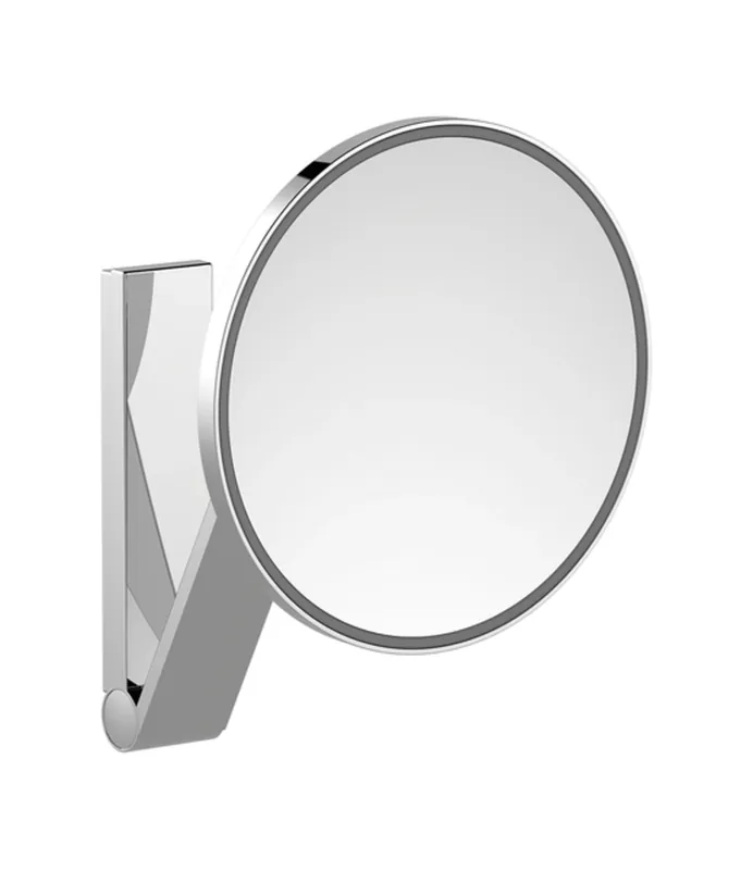 KEUCO iLook_move Miroir de soins de beauté, éclairé, rond, chromé, avec passage de câble encastré pour interrupteur d‘éclairage ambiant