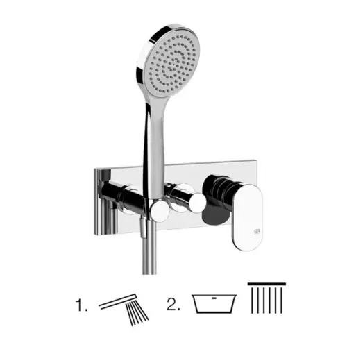 Gessi Emporio Via Bagutta kit prêt à poser pour mitigeur monocommande de douche, inverseur 2 voies, coude de raccordement mural direct