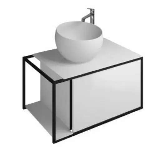 burgbad Junit lavabo en fonte minérale avec meuble sous-lavabo SFKF076, version gauche, largeur 765mm