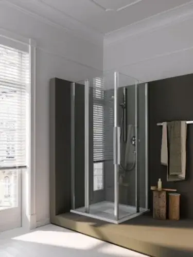 Coral corner shower swing door with fixed half-panel myDay EPFS left 80 765-785x2000mm