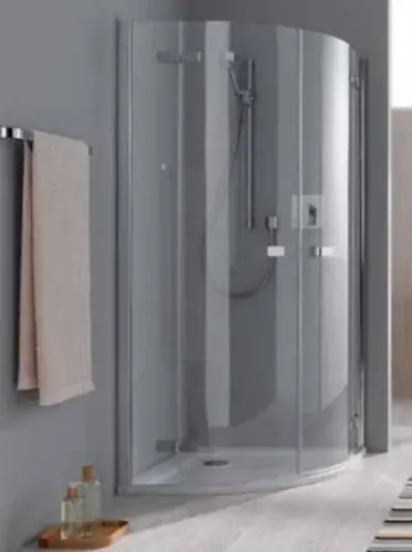 Porte de douche quart de cercle Koralle avec panneau fixe - demi-pièce S500Plus VFFS R500 L 100, 970-985x2000mm
