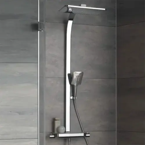 HSK Ensemble douchette AquaTray Thermostat, avec étagère verre blanc, 1006420
