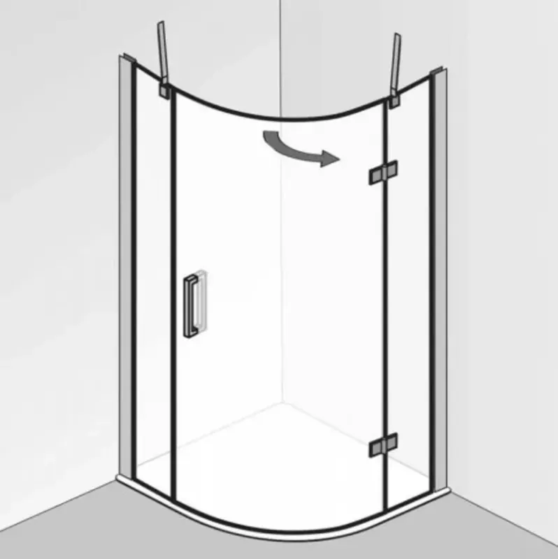 Douche ronde en 3 parties HSK Atelier Plan, dimensions 80,0 cm x 80,0 cm x 200,0 cm, butée à droite, rayon 550 mm