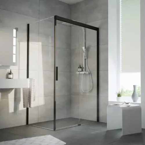 HSK Atelier Plan porte coulissante en 2 parties avec élément fixe et panneau latéral gauche, dimensions 120,0 cm x 90,0 cm x 206,0 cm