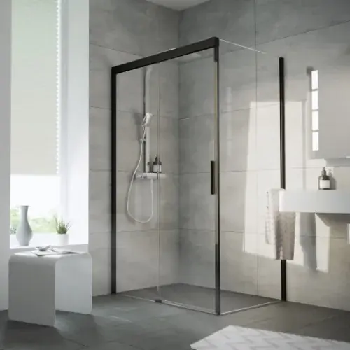 HSK Atelier Plan porte coulissante en 2 parties avec élément fixe et panneau latéral droit, dimensions 160,0 cm x 90,0 cm x 206,0 cm