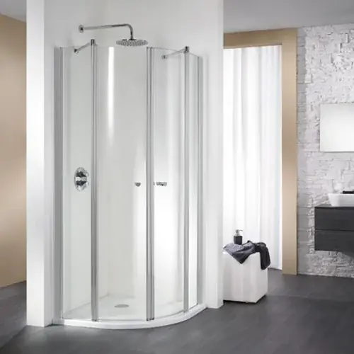 Douche ronde HSK Exklusiv avec 2 portes battantes, 4 sections, dimensions 100 x 100 x 200 cm, rayon 500 mm