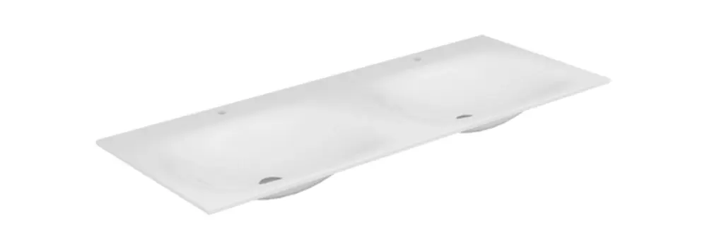 KEUCO EDITION 11 Double lavabo encastré en Varicor, 1400x17x535mm, 2 x 1 trou pour robinet, blanc