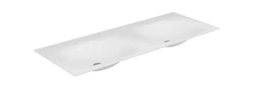 KEUCO EDITION 11 Double lavabo encastré en Varicor, 1750x17x535mm, sans trou pour robinet, blanc