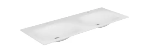 KEUCO EDITION 11 Double lavabo encastré en Varicor, 2800x17x535mm, 2 x 1 trou pour robinet, blanc