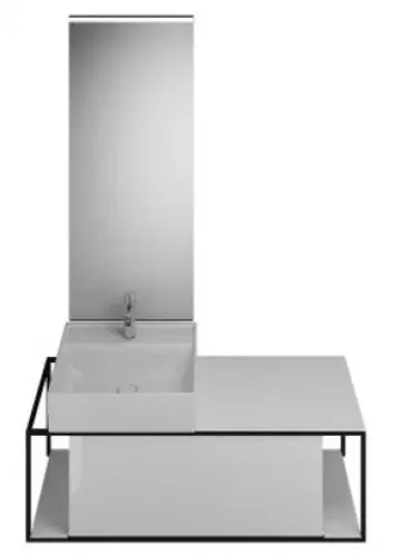 burgbad Junit set lavabo en céramique avec meuble sous-lavabo, version gauche, miroir éclairé SFLF120 inclus, largeur 1200mm