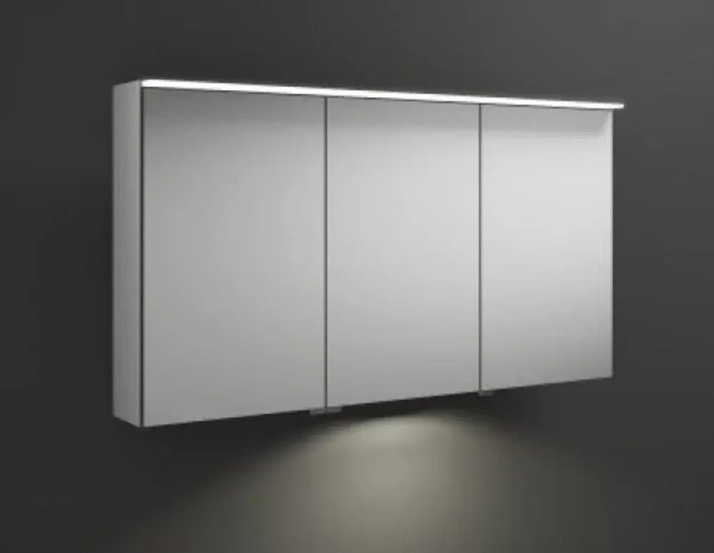 Armoire de toilette burgbad Junit avec applique lumineuse horizontale à LED SPIZ120, avec éclairage LED pour lavabo, charnière de porte centrale droite, largeur 1200mm