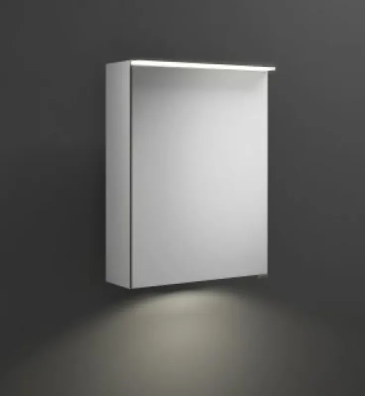 Armoire de toilette burgbad Junit avec miroir horizontal à LED SPIZ050, avec éclairage LED pour lavabo, charnière à droite, largeur 500mm