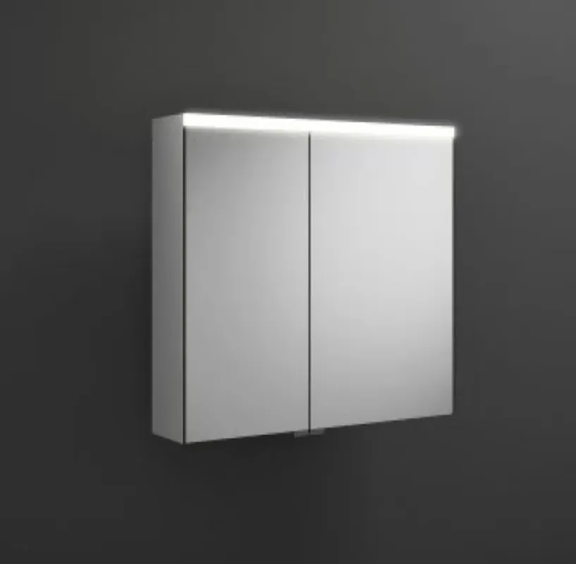 armoire de toilette burgbad Iveo avec éclairage LED horizontal, 2 portes, porte plus large charnière à droite, largeur 708mm