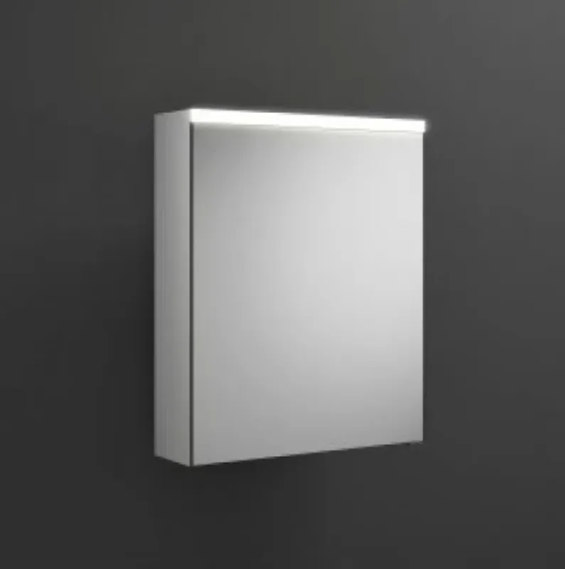 armoire de toilette burgbad Iveo avec éclairage LED horizontal, 1 porte charnière à droite, largeur 558mm
