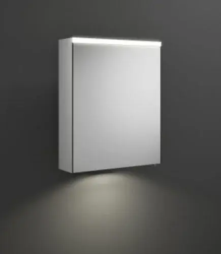 armoire de toilette burgbad Iveo avec éclairage LED horizontal, avec éclairage LED du lavabo, 1 porte charnière à gauche, largeur 558mm