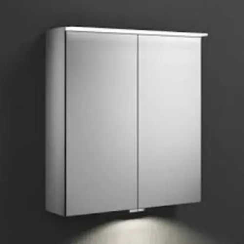 Armoire de toilette burgbad Yumo avec éclairage horizontal LED, largeur 606mm, éclairage LED du lavabo inclus