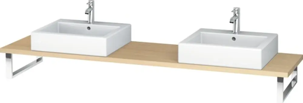 Console Duravit L-Cube pour lavabos à poser et à encastrer, épaisseur du plateau 30 mm, dimensions 1700x480 mm, avec 2 découpes.
