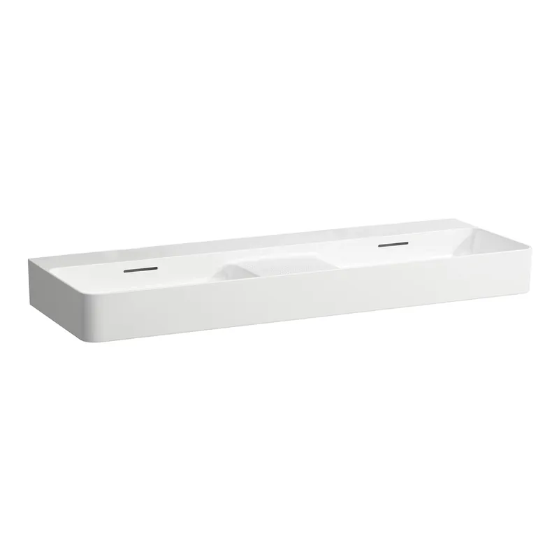 LAUFEN VAL lavabo double, sans trou pour robinetterie, avec trop-plein, 1200x420mm, zone semi-sèche au centre