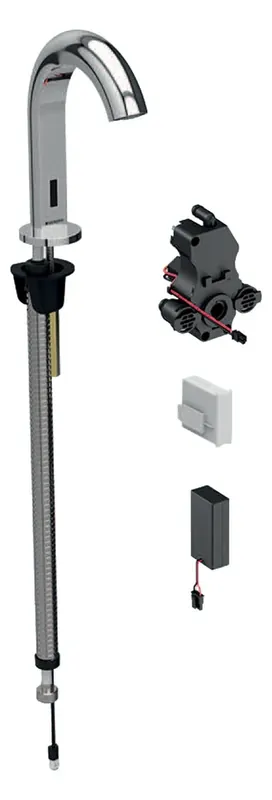 Robinetterie de lavabo Geberit Piave, saillie 167mm, sans mélangeur, alimentation par pile, pour boîtier de fonction encastré