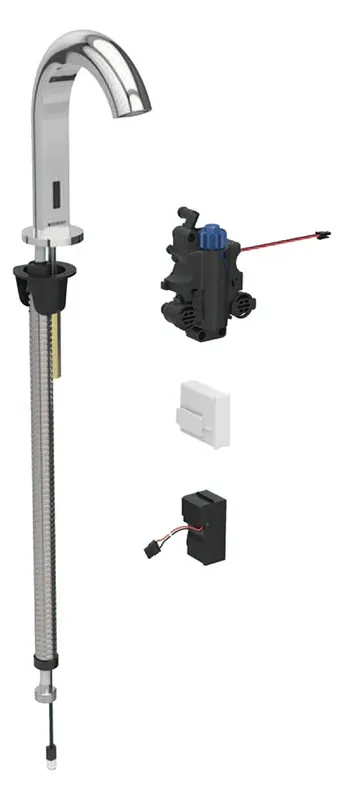 Robinetterie de lavabo Geberit Piave, saillie 167mm, alimentation au réseau, avec mitigeur thermostatique, pour boîtier de fonction encastré