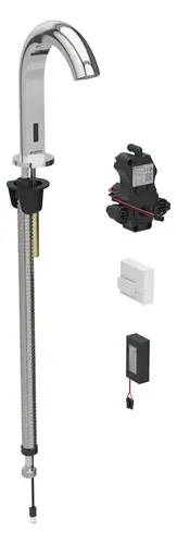 Robinetterie de lavabo Geberit Piave, saillie 167mm, avec mitigeur, alimentation par pile, pour boîtier de fonction encastré