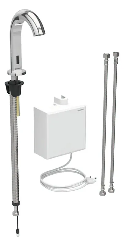 Robinetterie de lavabo Geberit Piave, saillie 167mm, alimentation au réseau, avec mitigeur thermostatique, avec boîtier de fonction AP