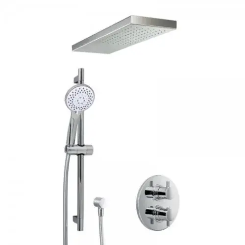 HSK Ensemble de douche 1.25 rond, avec traverse de pluie Lavida, chromé
