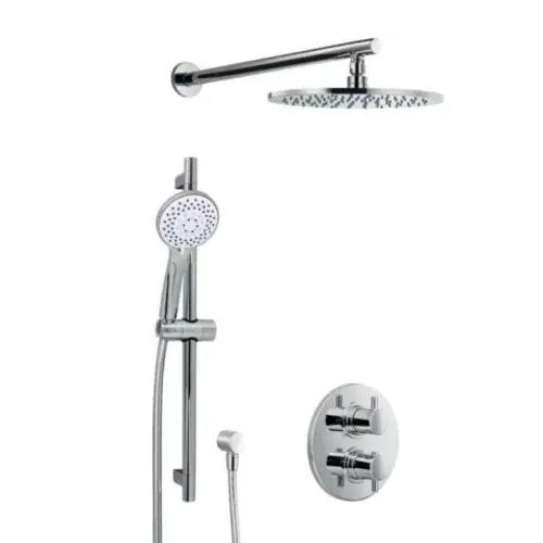 HSK Ensemble de douche 1.25 rond, avec support mural droit, chromé