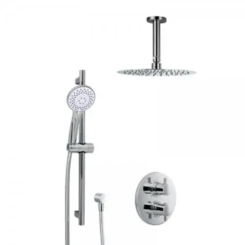 HSK Ensemble de douche 1.25 rond, avec bras au plafond, chromé