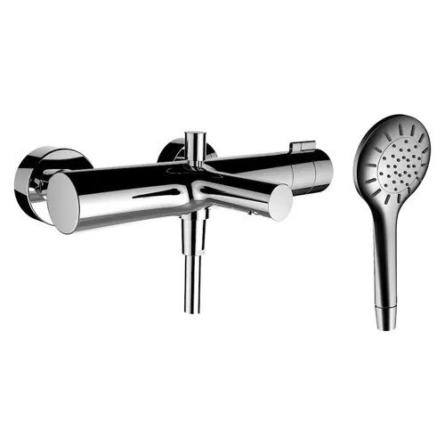 LAUFEN TwinPlus Mitigeur de bain, apparent, thermostat, 2 consommateurs, inverseur, douchette/flexible de douche inclus