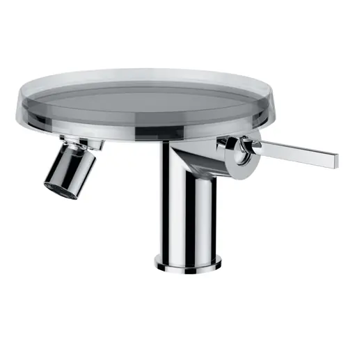 LAUFEN Kartell Mitigeur monocommande de bidet, bec fixe, avec robinet de vidange, avec bac de rangement, bec 125 mm, chromé