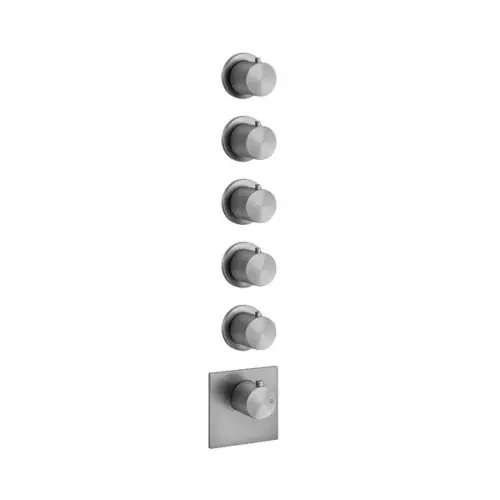 Thermostat encastré prêt à lemploi Gessi316, montage vertical, 5 voies séparées, rosaces individuelles