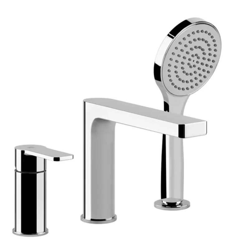 Gessi Emporio Corso Venezia, mitigeur trois trous pour baignoire, inverseur intégré dans le bec, flexible de douche 1,50 m, douchette anticalcaire