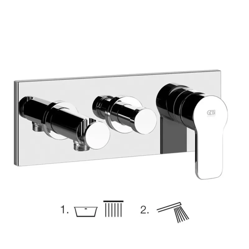 Gessi Emporio Corso Venezia, kit prêt à poser pour mitigeur monocommande TUB, inverseur 2 voies, coude de raccordement mural direct avec support