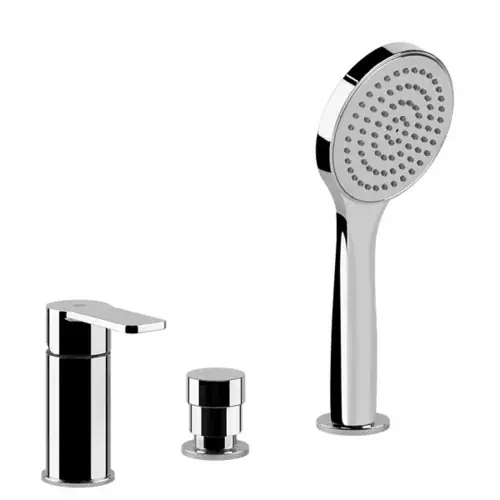 Gessi Emporio Corso Venezia, mitigeur de baignoire trois trous, bec de baignoire séparé, pour bec de baignoire libre, inverseur automatique, flexible de douche 1,50 m, douchette anticalcaire
