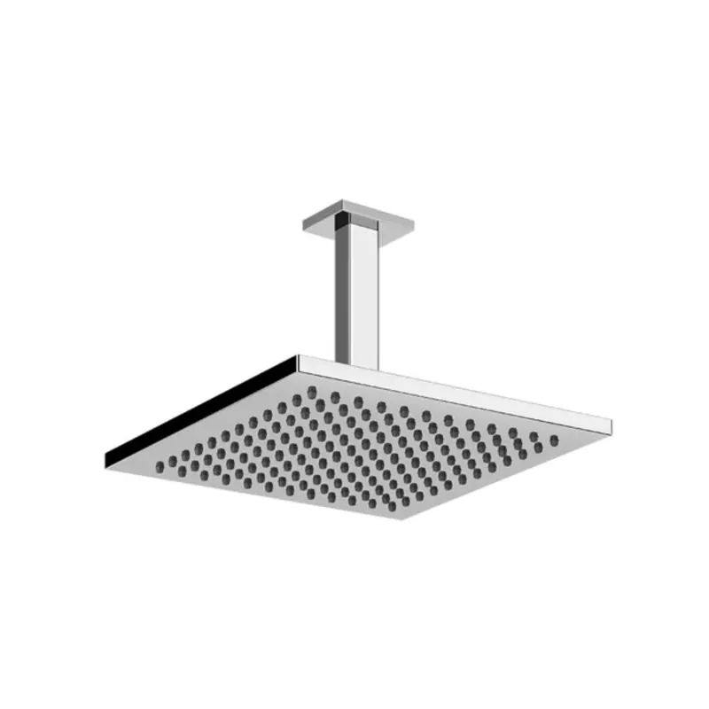 Gessi Emporio douche de tête anticalcaire avec articulation, bras de plafond carré, rosace 60 mm, hauteur 260 mm