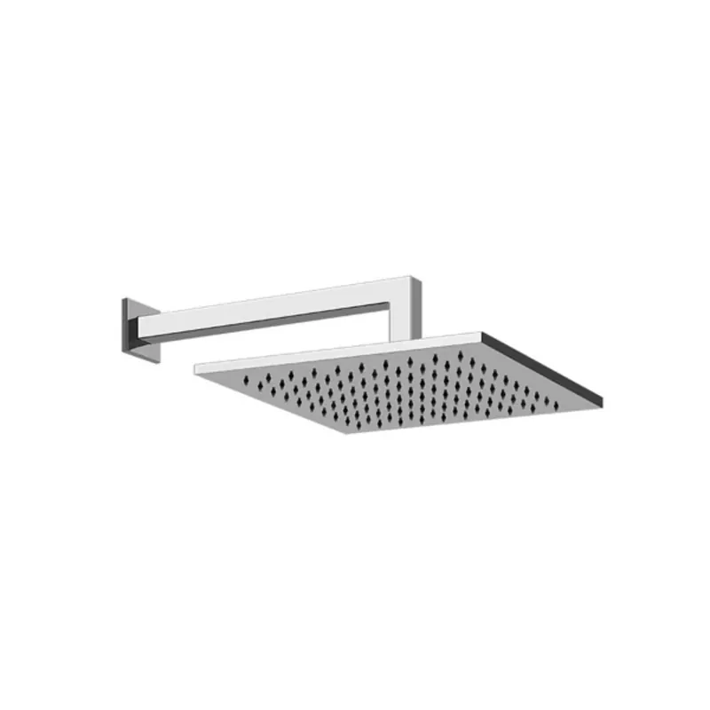 Gessi Emporio douche de tête anticalcaire 300mm avec articulation, bras mural carré, rosace 60 mm, longueur 338 mm