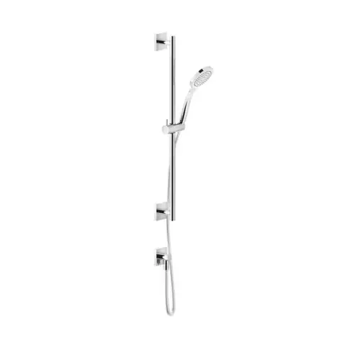 Gessi Emporio ensemble barre de douche 600 mm, rosace carrée, avec coude de raccordement mural, avec douchette anticalcaire 1 jet