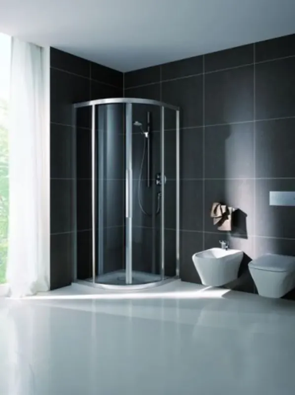 Cabine de douche quart de cercle Koralle avec 2 éléments coulissants et 2 panneaux fixes myDay VSF rayon 520 90/90 875-895x2000mm