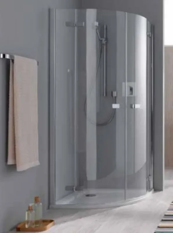 Porte de douche quart de cercle Koralle avec panneau fixe - demi-pièce S500Plus VFFS R550 L 100, 970-985x2000mm