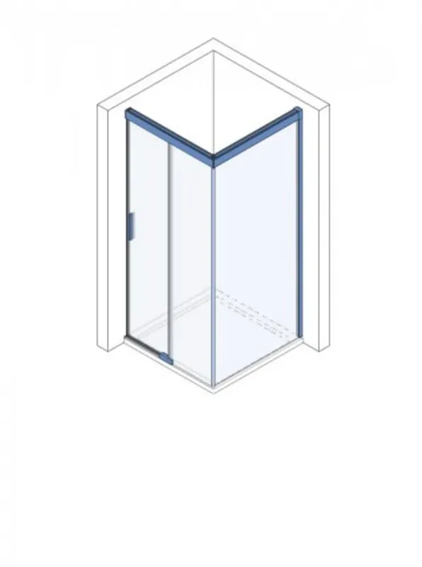 Koralle S600Plus Porte coulissante avec paroi de séparation sur élément fixe DSTDF2 170 R, paroi de séparation droite, 1700mm