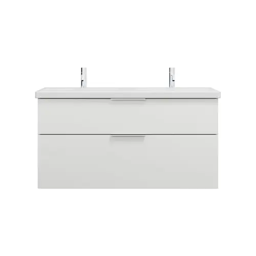 burgbad Eqio double lavabo en céramique y compris meuble sous-lavabo avec 2 tiroirs, largeur 1230mm