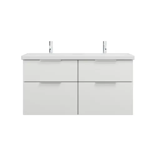 burgbad Eqio double lavabo en céramique y compris meuble sous-lavabo avec 4 tiroirs, largeur 1230mm