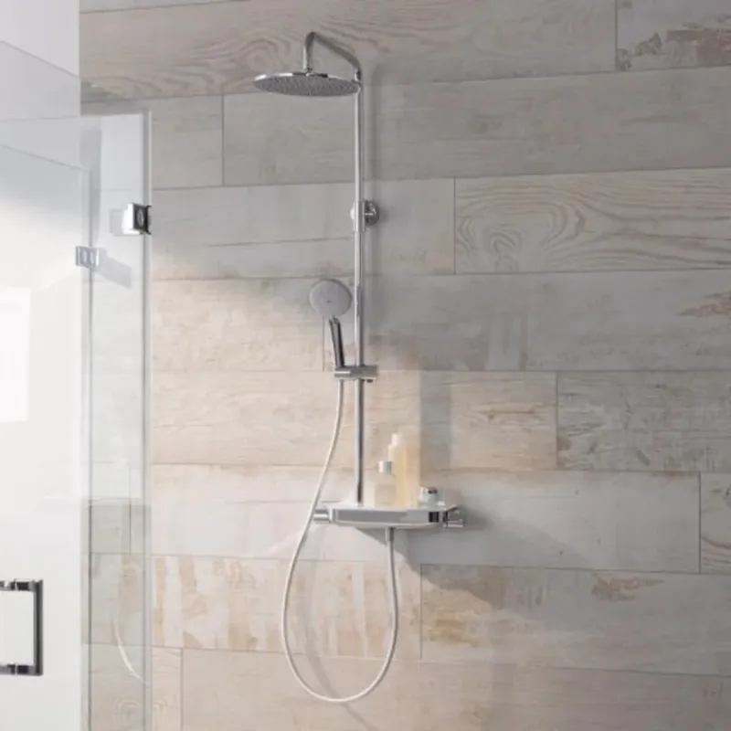 HSK Ensemble douchette AquaTray RS 200 thermostat, étagère verre blanc