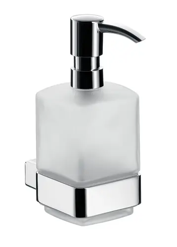 emco loft Distributeur de savon liquide, modèle mural, réservoir en verre cristal satiné, pompe de dosage en plastique