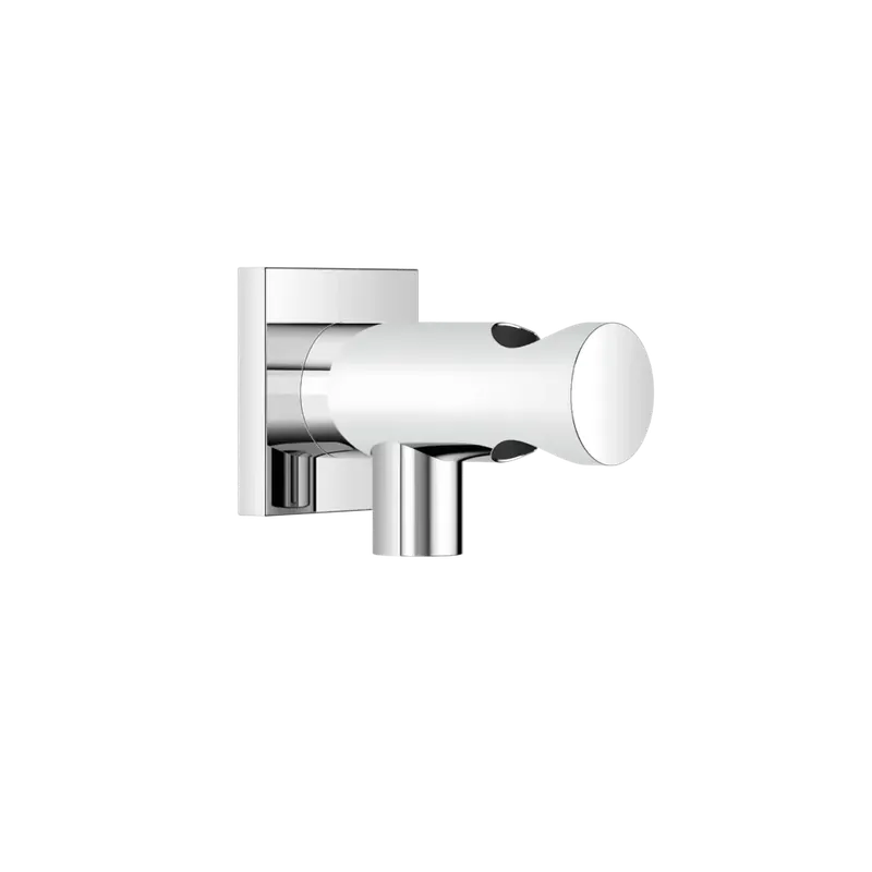 Coude de raccordement mural Dornbracht avec support de douche intégré, rosace carrée 60x60mm